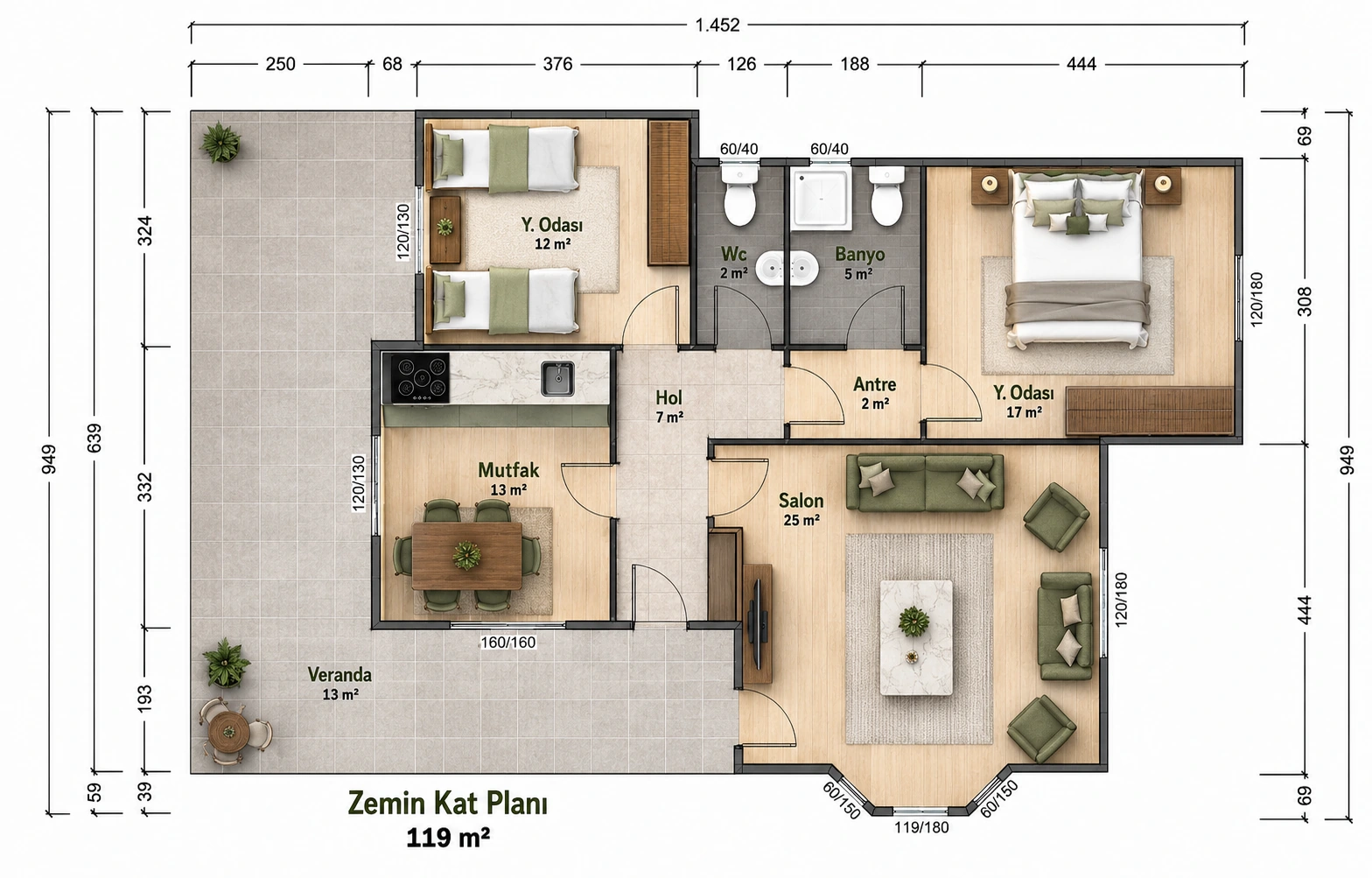 Çelik 119 zemin kat planı
